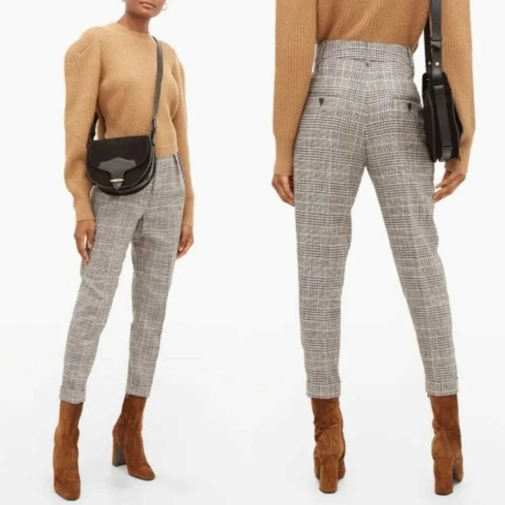 New ISABEL MARANT Ceyo Checked High-Rise Slim Fit Trouser Pants NWT 10 US/42 FR - Picture 4 of 15